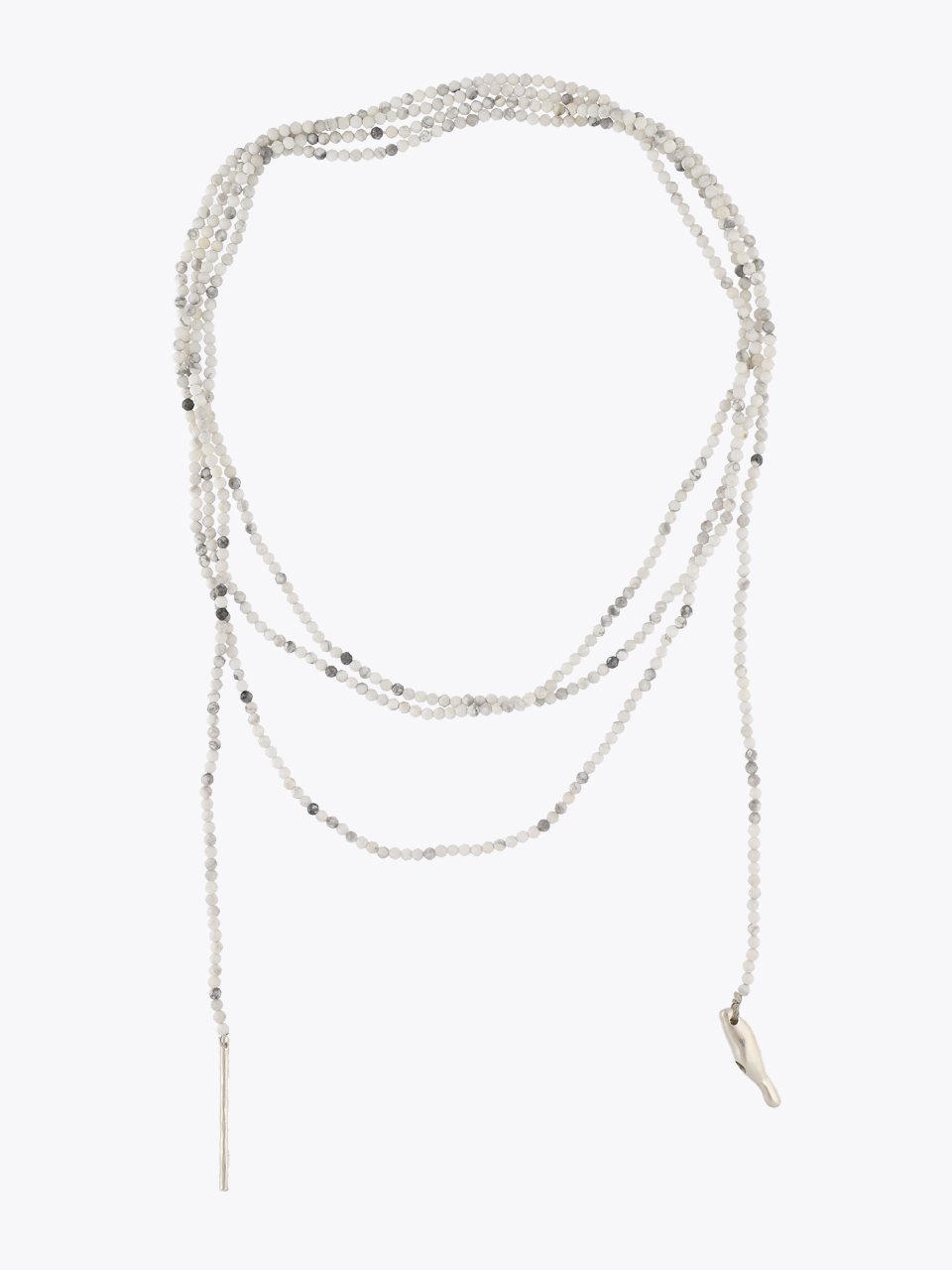 Stone scarf necklace - White
